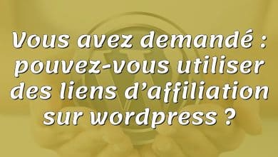 Vous avez demandé : pouvez-vous utiliser des liens d’affiliation sur wordpress ?